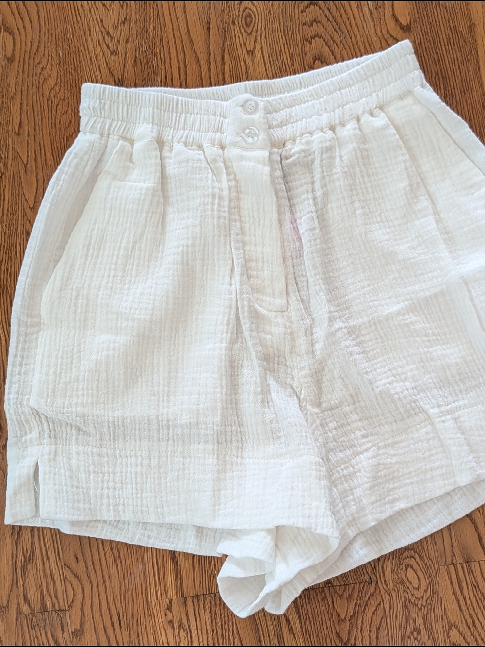 The Shirt Rochelle Behrens Barry Short White Cotton Gauze Shorts - Picture 2 of 12